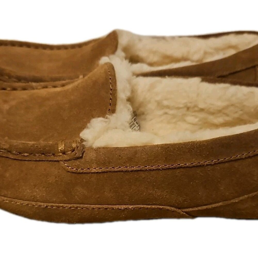 UGG Kids Ascot Chestnut Suede Moccasin Slippers Loafer, Size 2